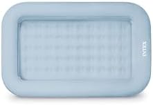 Intex 66810FL Inflatable Kidz Travel Bed Set, Includes Hand Pump and Carry Bag, Removable Mattress, Quick Inflation, Indoor Use, 42in x 66in x 10in, Blue with Star Print Frame