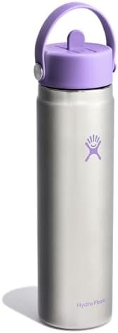 HYDRO FLASK Wide Mouth vacuum insulated stainless steel water bottle with leakproof closeable straw lid for cold water drinks, sports, travel, car and school