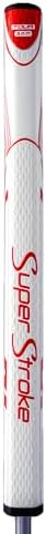 SuperStroke Zenergy Tour 3.0 17" Golf Putter Grip with No Taper Enhanced SPYNE Technology, New Multi-Zone Texturing and Tech-Port, White/Red
