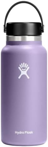 Hydro Flask Wide Mouth vacuum insulated stainless steel water bottle with leakproof closeable lid for cold water drinks, sports, travel, car and school