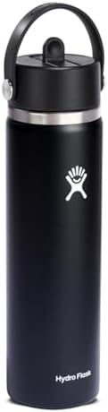 HYDRO FLASK Wide Mouth vacuum insulated stainless steel water bottle with leakproof closeable straw lid for cold water drinks, sports, travel, car and school