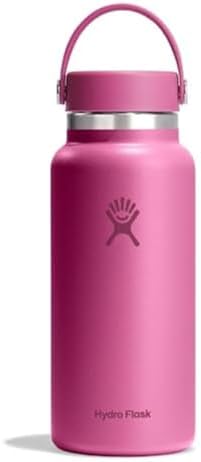 Hydro Flask Wide Mouth vacuum insulated stainless steel water bottle with leakproof closeable lid for cold water drinks, sports, travel, car and school