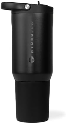 HydroJug Sport - Stainless Steel Tumbler with Straw, Vacuum Insulated, 20oz Leakproof Water Bottle, Ergonomic Design, Reusable, Dishwasher Safe, Rubber Base, Durable for Gym or Outdoors, Black