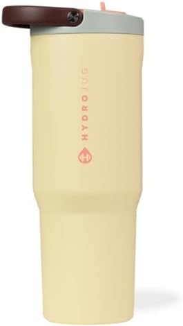 HydroJug Sport - Stainless Steel Tumbler with Straw, Vacuum Insulated, 32oz Leakproof Water Bottle, Ergonomic Design, Reusable, Dishwasher Safe, Rubber Base, Durable for Gym or Outdoors, Belle