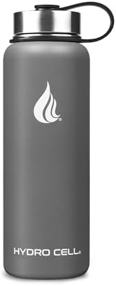 HYDRO CELL Stainless Steel Insulated Water Bottle with Straw - For Cold & Hot Drinks - Metal Vacuum Flask with Screw Cap and Modern Leakproof Sport Thermos for Adults (Graphite 40oz)
