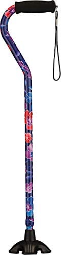 NOVA Sugarcane, Walking Cane with Quad Tip and Carrying Strap, Stand Alone Cane, Maui Flowers Design
