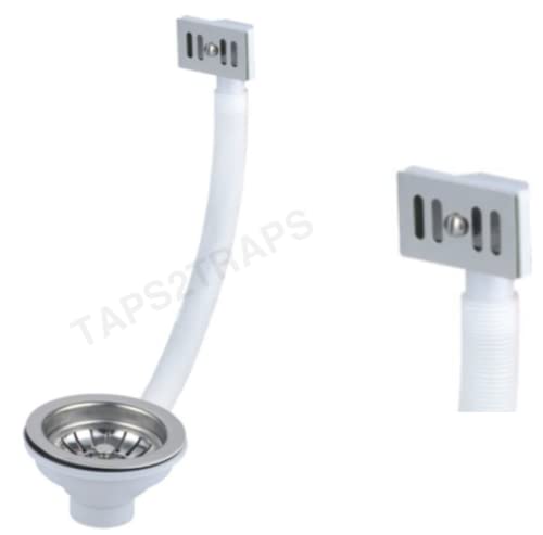 KITCHEN SINK BASKET STRAINER WASTE SQUARE/RECTANGULAR OVERFLOW + METAL GRID