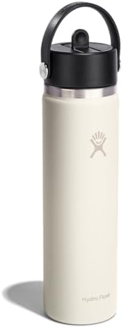 HYDRO FLASK Wide Mouth vacuum insulated stainless steel water bottle with leakproof closeable straw lid for cold water drinks, sports, travel, car and school