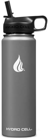 HYDRO CELL Stainless Steel Insulated Water Bottle with Straw - For Cold & Hot Drinks - Metal Vacuum Flask with Screw Cap and Modern Leakproof Sport Thermos for Adults (Graphite 24oz)