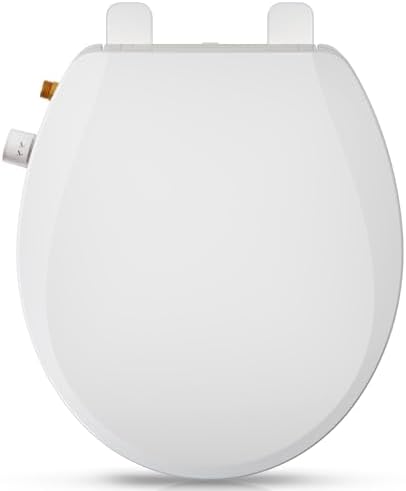 Round Bidet Toilet Seat with Quiet-Close, Non-Electric Bidet Toilet Seat with Self Cleaning Dual Nozzles, Fit Round Toilet Seat, White Bidet Seat with Brass inlet (Round)