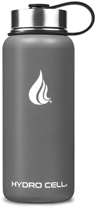 HYDRO CELL Stainless Steel Insulated Water Bottle with Straw - For Cold & Hot Drinks - Metal Vacuum Flask with Screw Cap and Modern Leakproof Sport Thermos for Adults (Graphite 32oz)