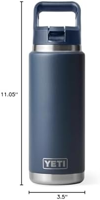 YETI Rambler 26 oz Bottle, Vacuum Insulated, Stainless Steel with Color Matching Straw Cap