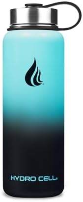 HYDRO CELL Stainless Steel Insulated Water Bottle with Straw - For Cold & Hot Drinks - Metal Vacuum Flask with Screw Cap and Modern Leakproof Sport Thermos for Adults (Teal/Black 40oz)