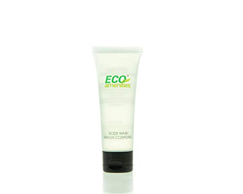 ECO Amenities Travel Size 1oz Body Wash (BULK 200 Pack) - 30ml Bulk Hotel Body Wash Supplies for Guests - Green Tea Scent Eco body wash for woman, Body wash for men, Biodegradable Container