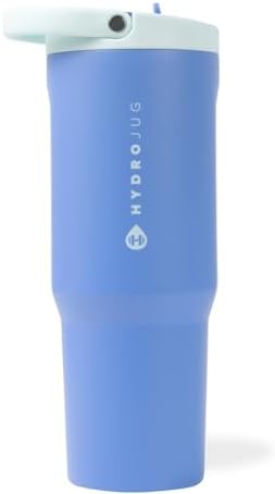 HydroJug Sport - Stainless Steel Tumbler with Straw, Vacuum Insulated, 32oz Leakproof Water Bottle, Ergonomic Design, Reusable, Dishwasher Safe, Rubber Base, Durable for Gym or Outdoors, Riptide