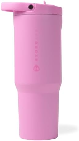 HydroJug Sport - Stainless Steel Tumbler with Straw, Vacuum Insulated, 32oz Leakproof Water Bottle, Ergonomic Design, Reusable, Dishwasher Safe, Rubber Base, Durable for Gym or Outdoors, Bubblegum