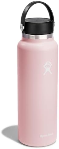 Hydro Flask Wide Mouth vacuum insulated stainless steel water bottle with leakproof closeable lid for cold water drinks, sports, travel, car and school