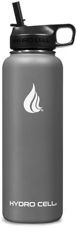 HYDRO CELL Stainless Steel Insulated Water Bottle with Straw - For Cold & Hot Drinks - Metal Vacuum Flask with Screw Cap and Modern Leakproof Sport Thermos for Adults (Graphite 40oz)