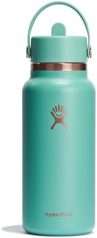 HYDRO FLASK Wide Mouth vacuum insulated stainless steel water bottle with leakproof closeable straw lid for cold water drinks, sports, travel, car and school