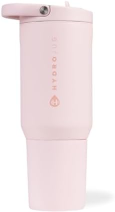 HydroJug Sport - Stainless Steel Tumbler with Straw, Vacuum Insulated, 20oz Leakproof Water Bottle, Ergonomic Design, Reusable, Dishwasher Safe, Rubber Base, Durable for Gym or Outdoors, Pink Sand