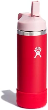 HYDRO FLASK Kids Water Bottle Jr. Stainless Steel Insulated With Straw Cap for Water, Milk, Juice, School, Camp, Sport, Play and Lunch, Easy to Clean, Leak-Resistant
