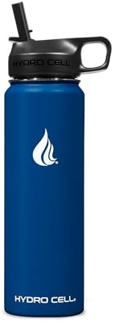 HYDRO CELL Stainless Steel Insulated Water Bottle with Straw - For Cold & Hot Drinks - Metal Vacuum Flask with Screw Cap and Modern Leakproof Sport Thermos for Adults (Navy 24oz)