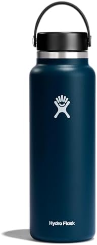 Hydro Flask Wide Mouth vacuum insulated stainless steel water bottle with leakproof closeable lid for cold water drinks, sports, travel, car and school