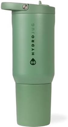 HydroJug Sport - Stainless Steel Tumbler with Straw, Vacuum Insulated, 20oz Leakproof Water Bottle, Ergonomic Design, Reusable, Dishwasher Safe, Rubber Base, Durable for Gym or Outdoors, Sage