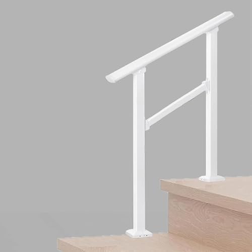 Hand Rails for Outdoor Steps,3 Step Stair Handrail & Indoor Stair Railing Kit๏ผWhite Railings for Outdoor Steps and Hand Rails for Seniors for Porch๏ผ2 Step White๏ผ