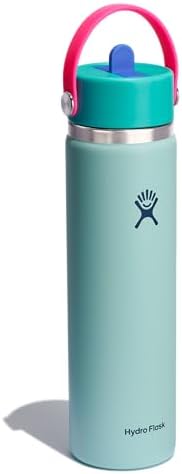 HYDRO FLASK Wide Mouth vacuum insulated stainless steel water bottle with leakproof closeable straw lid for cold water drinks, sports, travel, car and school