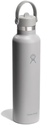 Hydro Flask 24 Oz Stainless Steel Standard Mouth Water Bottle with Flex Straw Cap and Double-Wall Vacuum Insulation