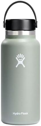 Hydro Flask Wide Mouth vacuum insulated stainless steel water bottle with leakproof closeable lid for cold water drinks, sports, travel, car and school