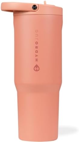 HydroJug Sport - Stainless Steel Tumbler with Straw, Vacuum Insulated, 32oz Leakproof Water Bottle, Ergonomic Design, Reusable, Dishwasher Safe, Rubber Base, Durable for Gym or Outdoors, Dahlia