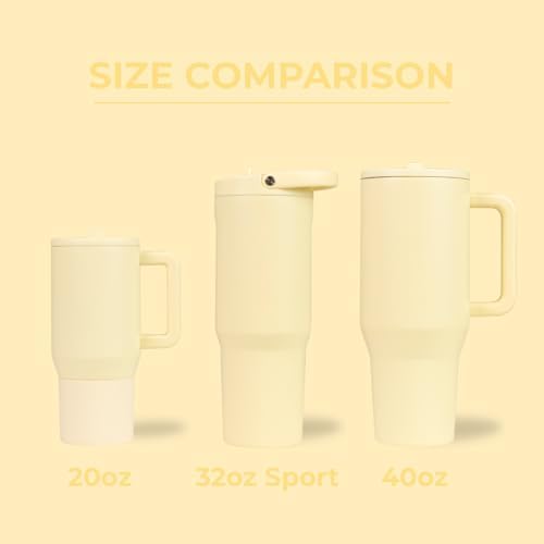 HydroJug Sport - Stainless Steel Tumbler with Straw, Vacuum Insulated, 32oz Leakproof Water Bottle, Ergonomic Design, Reusable, Dishwasher Safe, Rubber Base, Durable for Gym or Outdoors, Butter