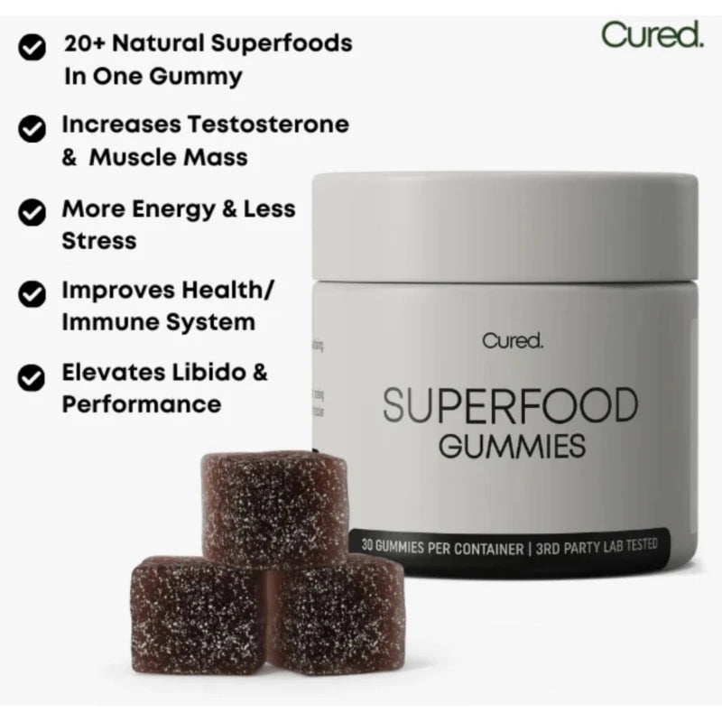 Cured Superfood Gummies 30ct Shilajit Sea Moss Ashwagandha Black Seed Oil