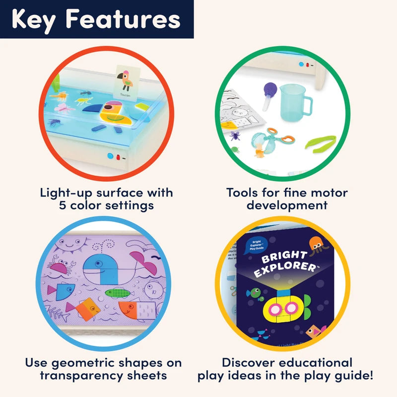 Battat Education – Tracing Light Box – Light Table for Kids – Sensory Lights – Light Up Board for Kids – 3 Years + – Bright Explorer