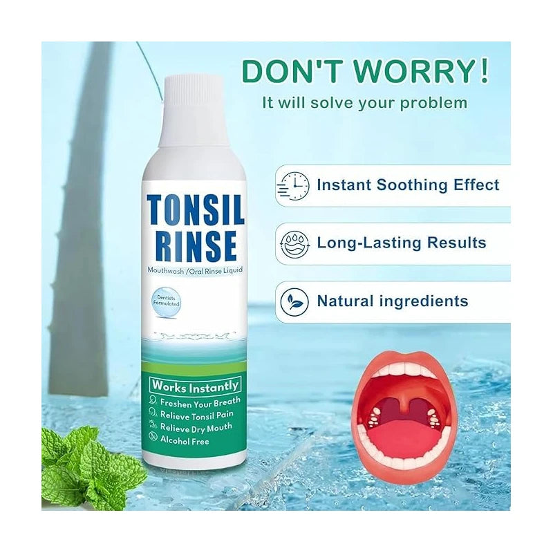 Tonsil Rinse-Tonsil Stone Remover Mouthwash,Natural Mouthwash Soothe Tonsils,Fight Bad Breath,Relieve Dry Mouth-Alcohol-Free,Breath Freshening,Mint Flavor-10 FL OZ