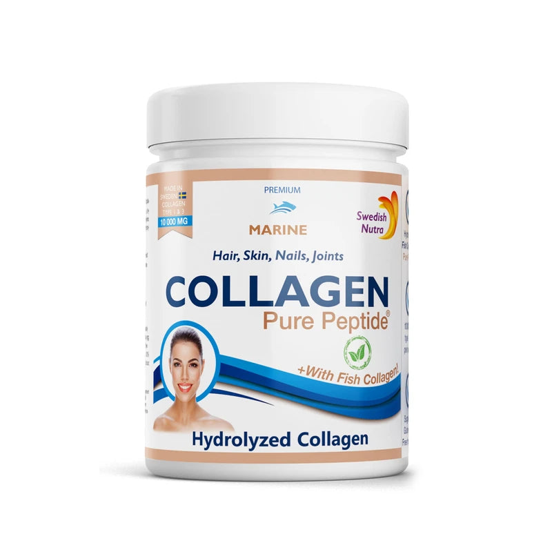 Swedish Nutra Powder Marine Collagen - Pack of 300g, 30 Day Supply | Minimize Fine Lines, Wrinkles & Improve Skin Elasticity | High Absorption Rate