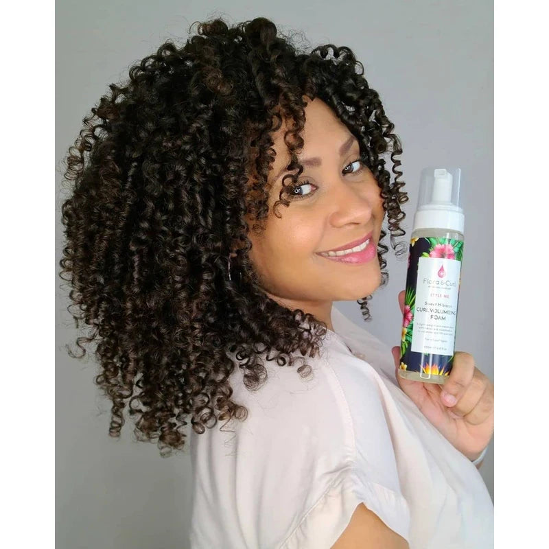 Flora & Curl Sweet Hibiscus Curl Volumizing Foam Curl Foam Firmer for Superior Fullness, Volume and Bounce, Plant-Based with Hibiscus, Cruelty Free, 200 ml