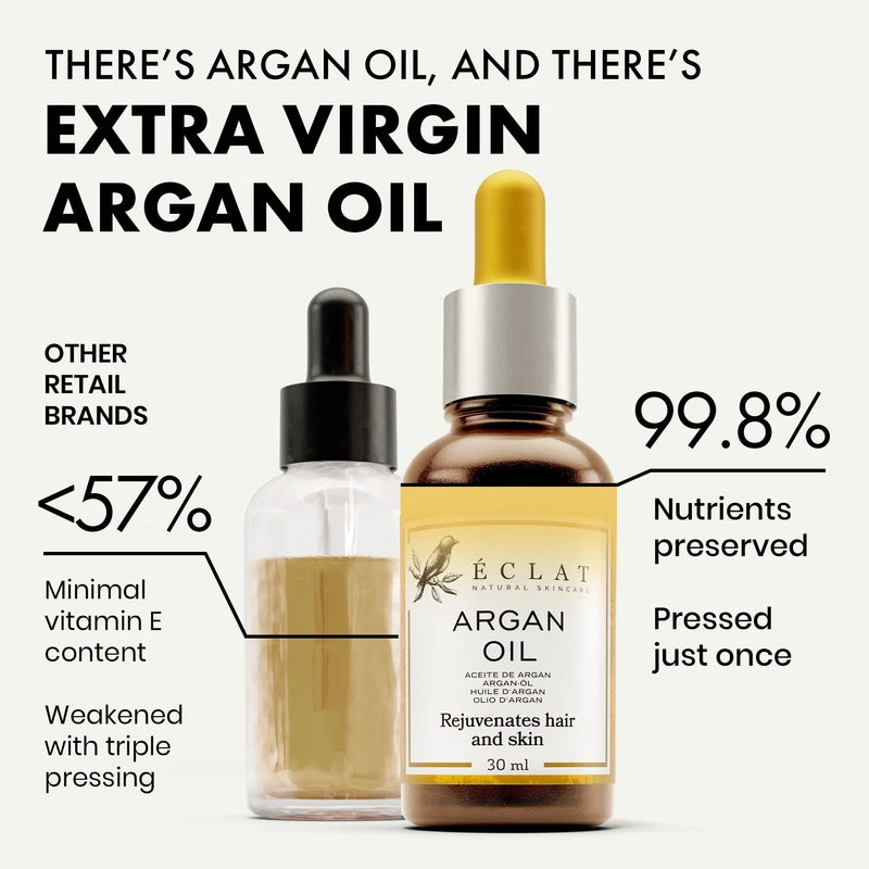ORGANIC Argan Oil - 100% Pure/Unrefined/Extra-Virgin/Vegan - HAND-HARVESTED & COLD PRESSED in Morocco - Perfect for Skin/Hair/Nails/Face/Body - GMP-Certified/Dermatologist Approved