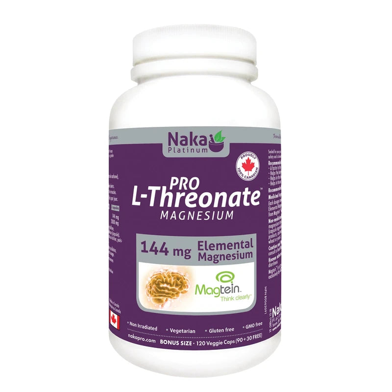 Naka Platinum Pro L-Threonate Magnesium, Bonus Size - 120 veggie caps