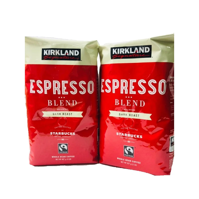 (Pack of 2) Kirkland Signature Dark Roast ESPRESSO BLEND Coffee Roasted By Starbucks 32 Oz. Bag