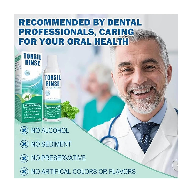Tonsil Rinse-Tonsil Stone Remover Mouthwash,Natural Mouthwash Soothe Tonsils,Fight Bad Breath,Relieve Dry Mouth-Alcohol-Free,Breath Freshening,Mint Flavor-10 FL OZ