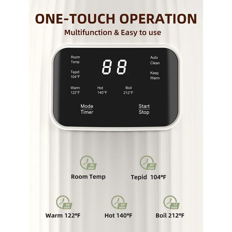 BUAIAHUG 20oz Nut Milk Maker Machine - Multi-Functional Automatic Almond with 10 Blades, Plant-Based, Oat, Soy, and Dairy Free Beverages 12 Hours Timer/Auto-clean/Room Temp/Keep Warm/Boil, White