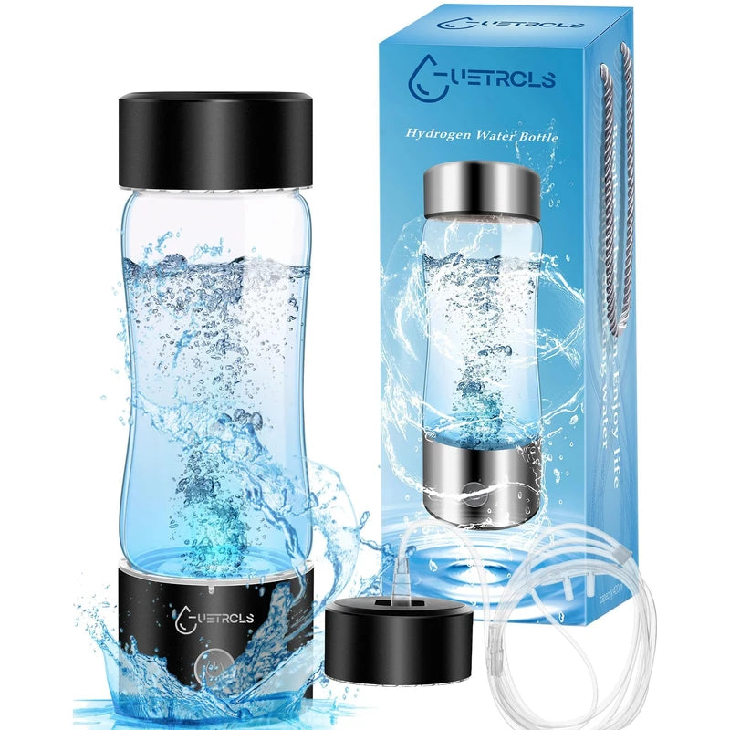 Hydrogen Water Bottle 2024, Hydrogen Water Bottle Generator with SPE PEM Technology Water Ionizer, Hydrogen Water Machine Improve Water in 3 Minutes for Home, Office, Travel, Daily Drinking(Black)