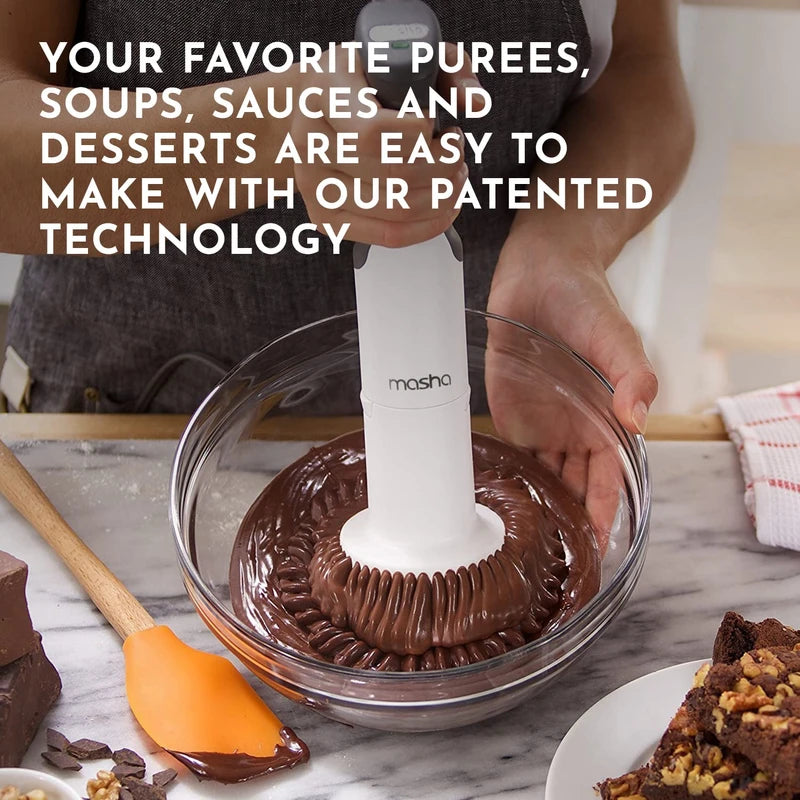 Masha Official Electric Potato Masher Hand Blender 3-in-1 Multi Tool Blends Purees Whisks - Immersion Mixer - Vegetables & Potatoes - Soup Maker