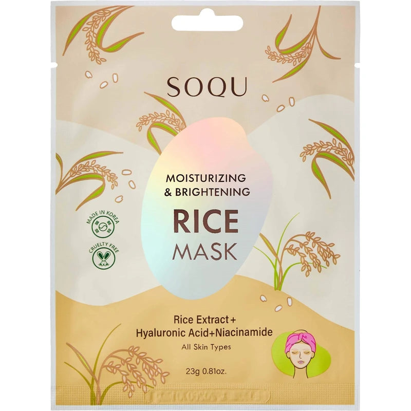 SOQU Sheet mask Moisturizing & Brightening Rice 10 pack Sheet masks