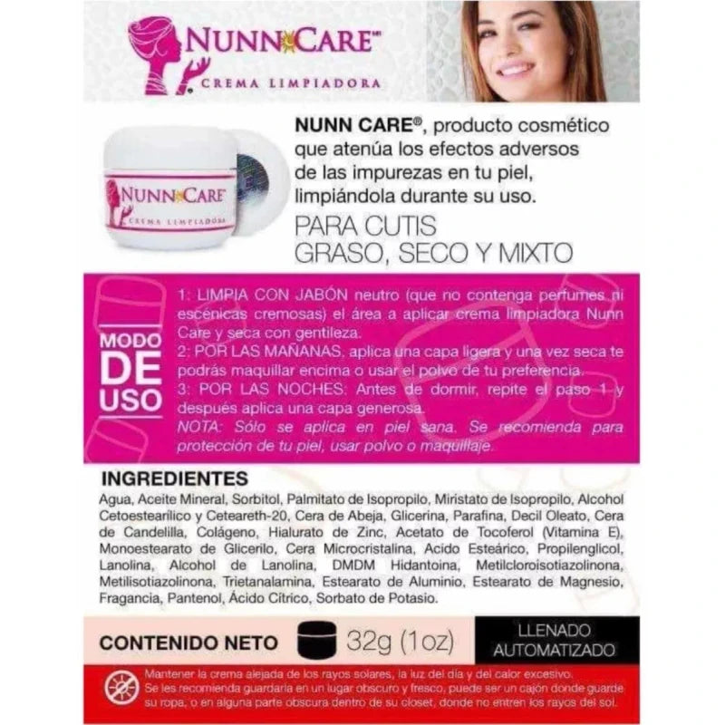 Nunn Care 1 Crema Limpiadora, Crema Nunn Care