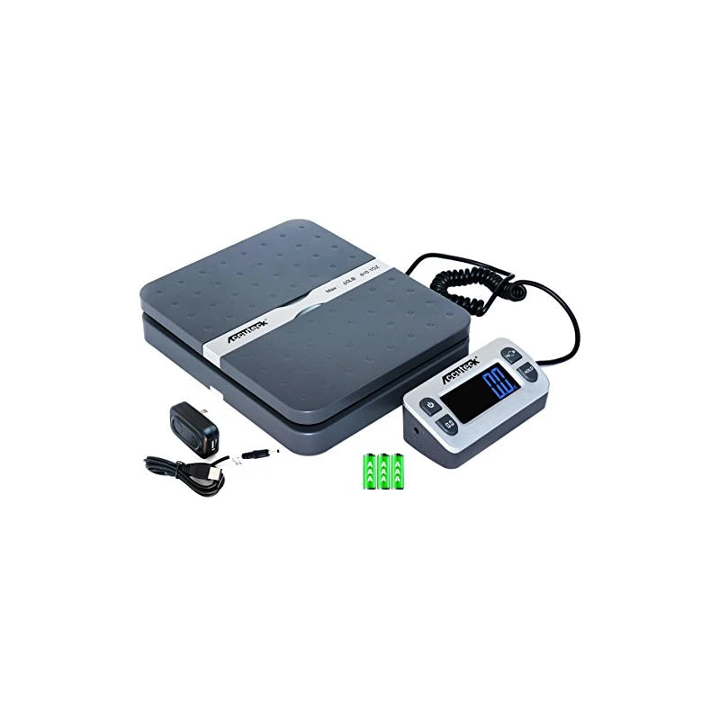 ACCUTECK ShipPro 110lbs x 0.1 oz. Digital Shipping Postal Scale, Gray (W-8580-110-Gray), 11-5/8" W x 9-1/2" H Overall, 9" H Body