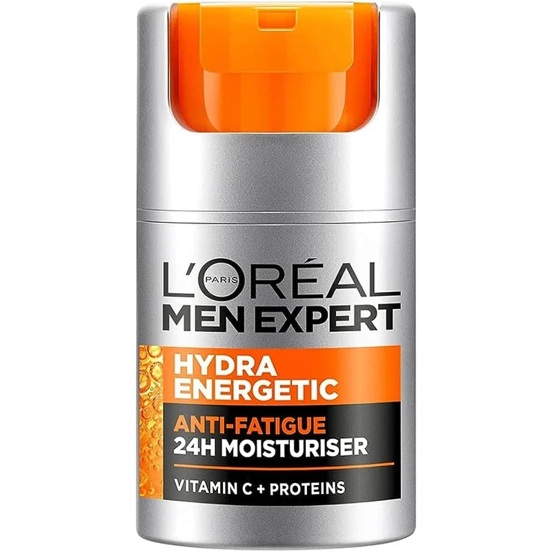L'Oréal Paris Moisturiser For Men, For Dry and Tired Skin, With Guarana and Vitamin C, Long-Lasting Hydration, Men Expert Hydra Energetic, 50ml
